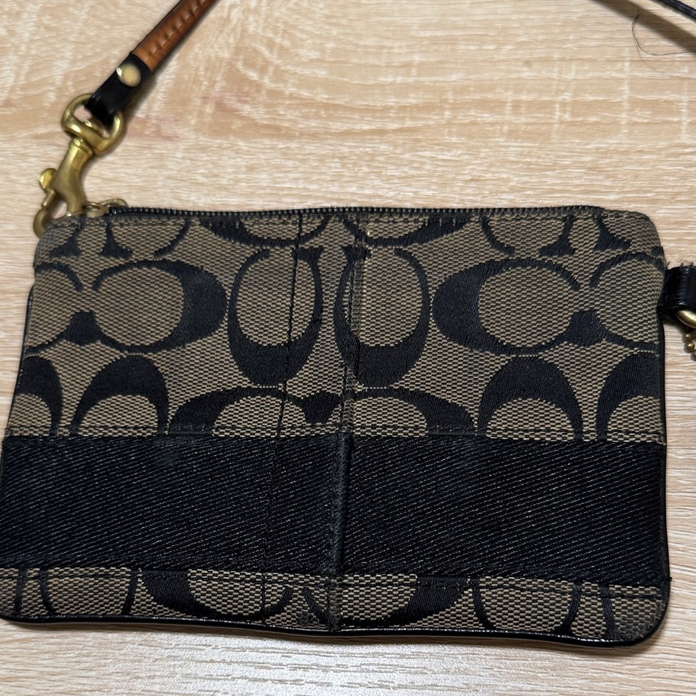Coach Black and Tan Women's Wristlet